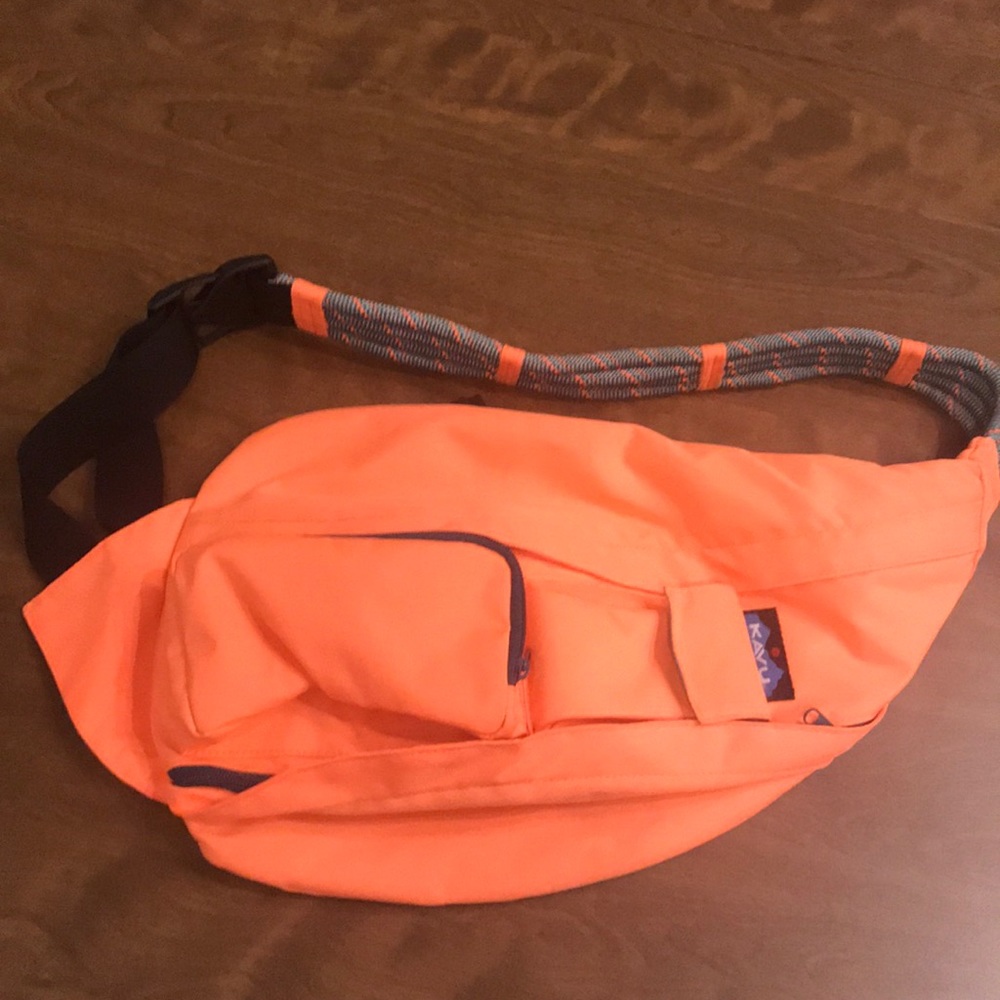 Bright orange Kavu rope bag
